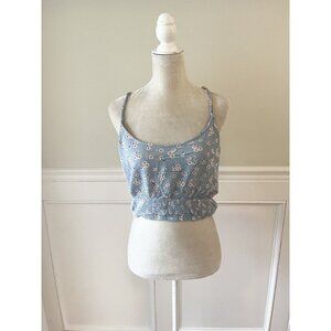 Sky & Sparrow XL Blue Floral Print Crop Tank